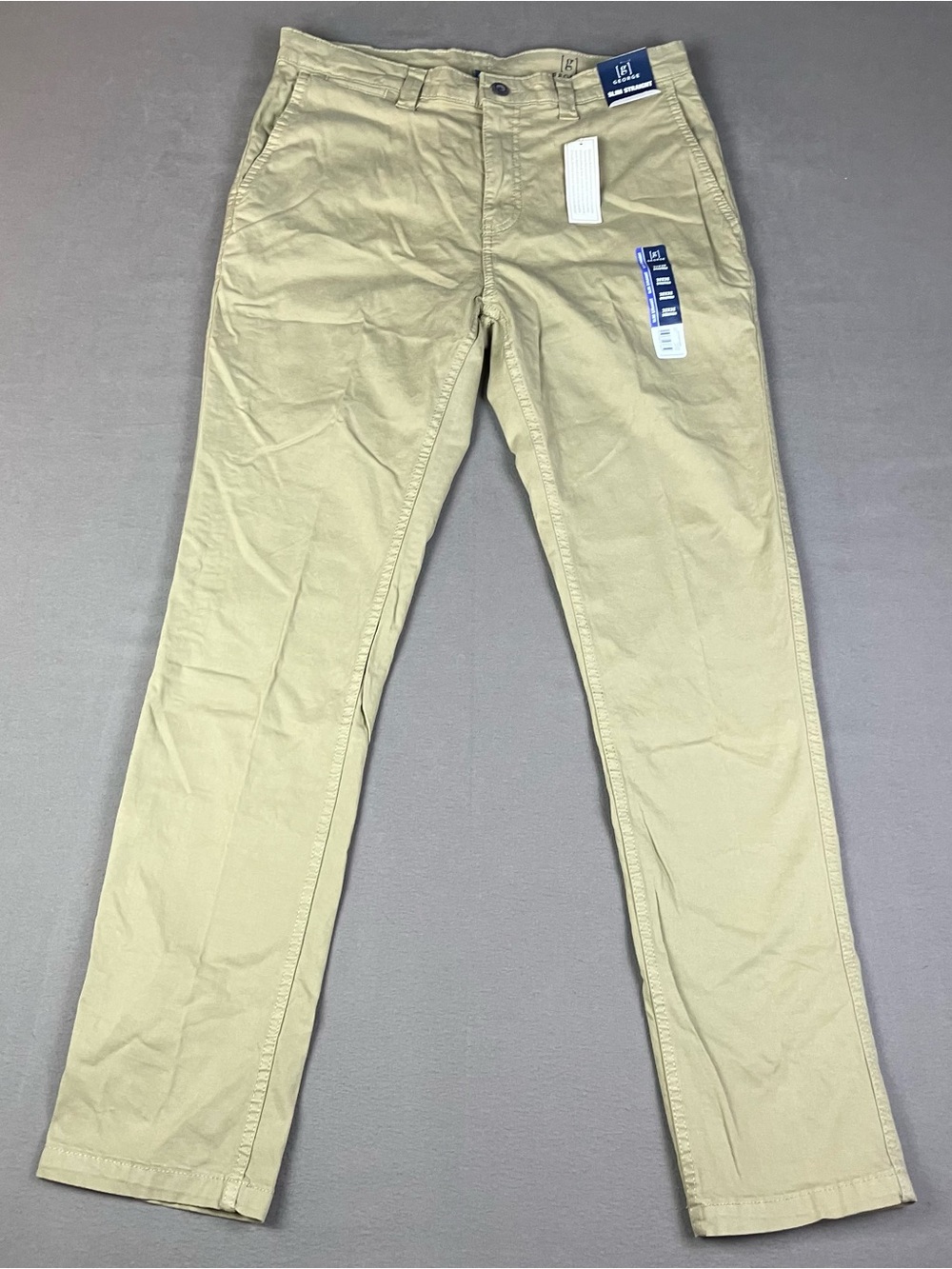 George Men’s Size 32x32 Slim Straight Khaki Chino Pants Stretch NWT!